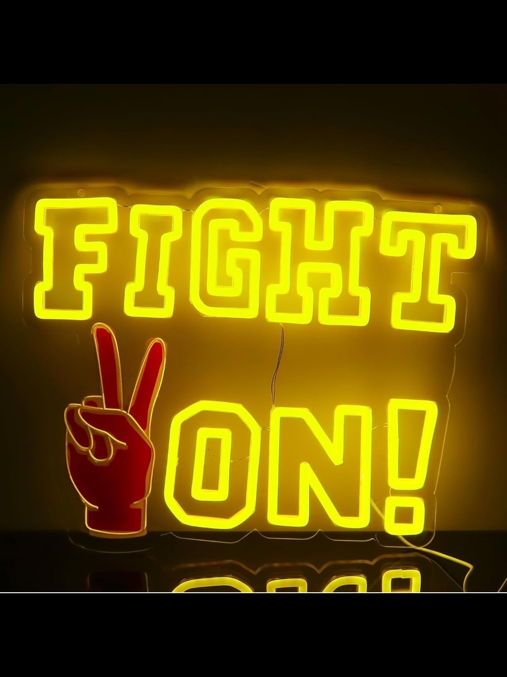 LED Neon "FIGHT ON!" Peace Sign Light For Bedroom Or Dorm Room | NEW IN BOX |